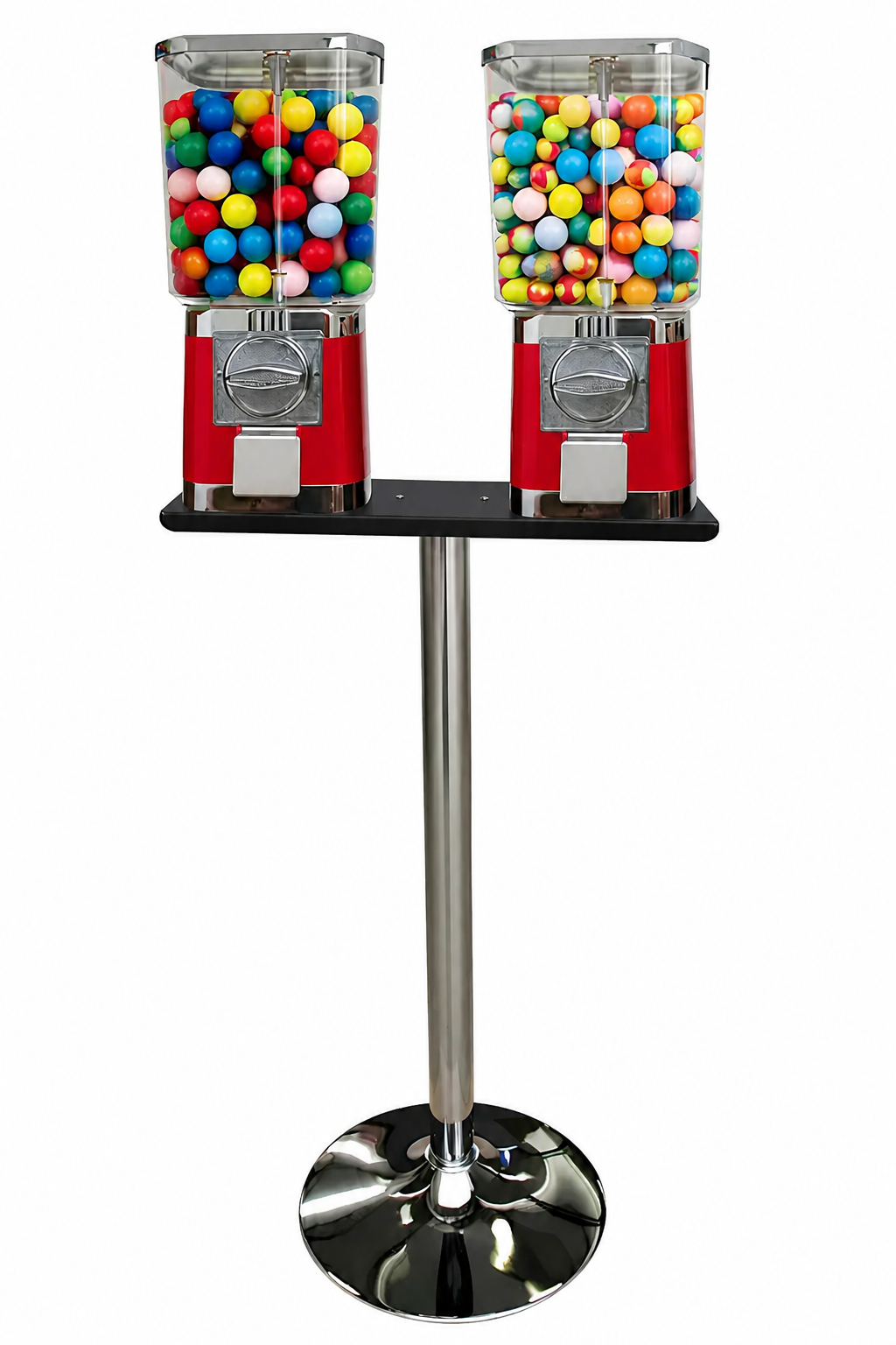 Máquina Dispensadora Roja con Detalles Cromados Doble (203) - Diseño Cuadrado con Base Cromada