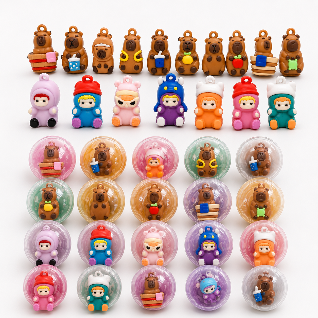 Cápsulas ovaladas de 1.1" MIX de juguetes de Capibara y Cabezones surtidos (Bolsa de 200 unidades)