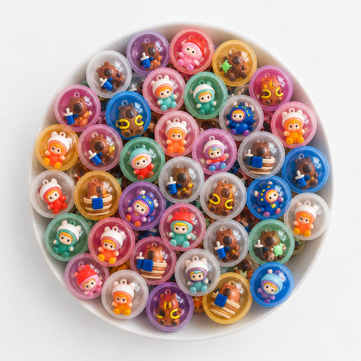 Cápsulas ovaladas de 1.1" MIX de juguetes de Capibara y Cabezones surtidos (Bolsa de 200 unidades)