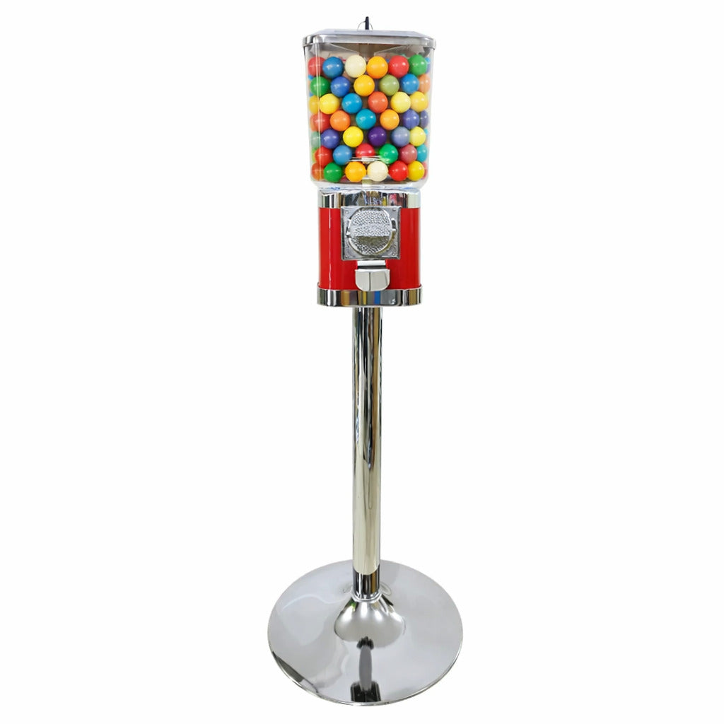 Maquina Expendedora Individual Cuadrada de Chicles o Dulces con Estante y Base Cromada (203)