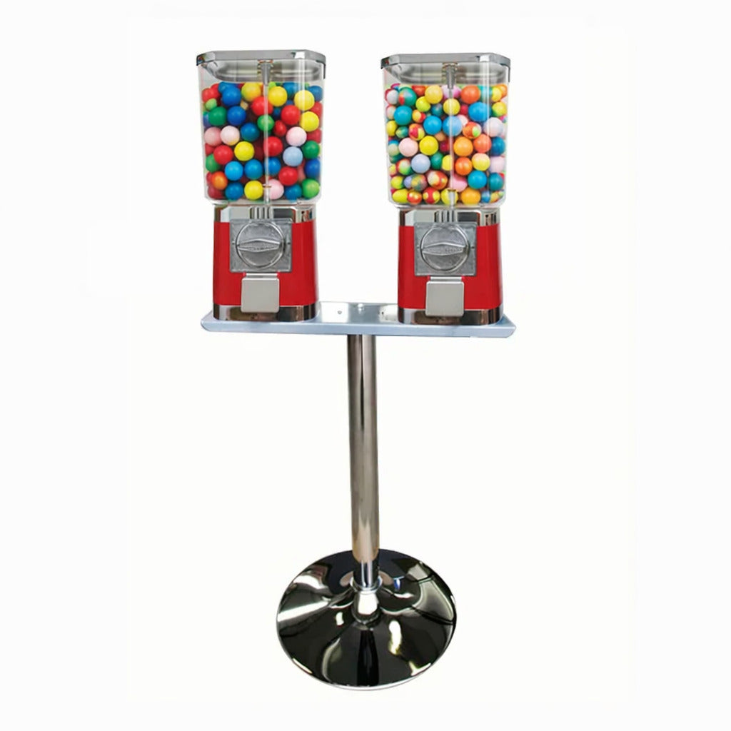 Máquina Dispensadora Roja con Detalles Cromados Doble (203) - Diseño Cuadrado con Base Cromada