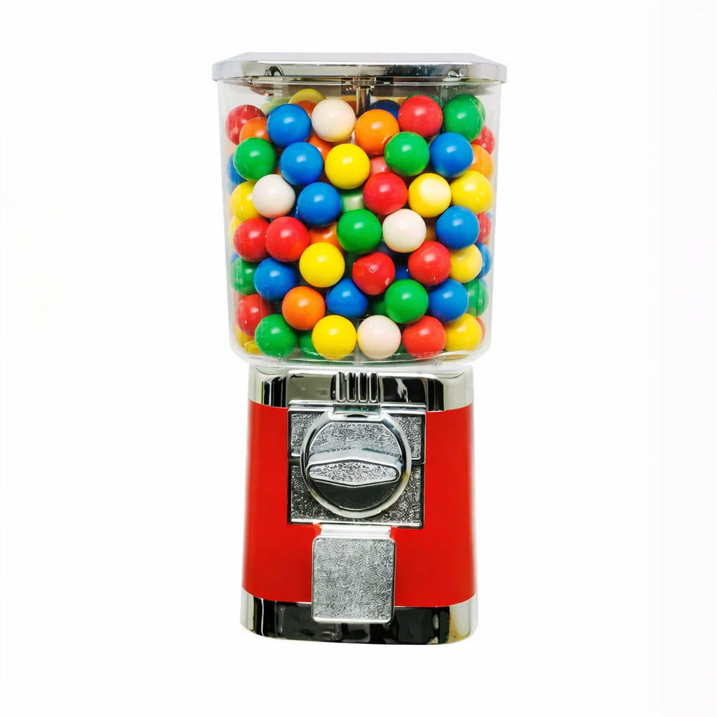 Maquina Expendedora Individual Cuadrada de Chicles o Dulces con Estante y Base Cromada (203)