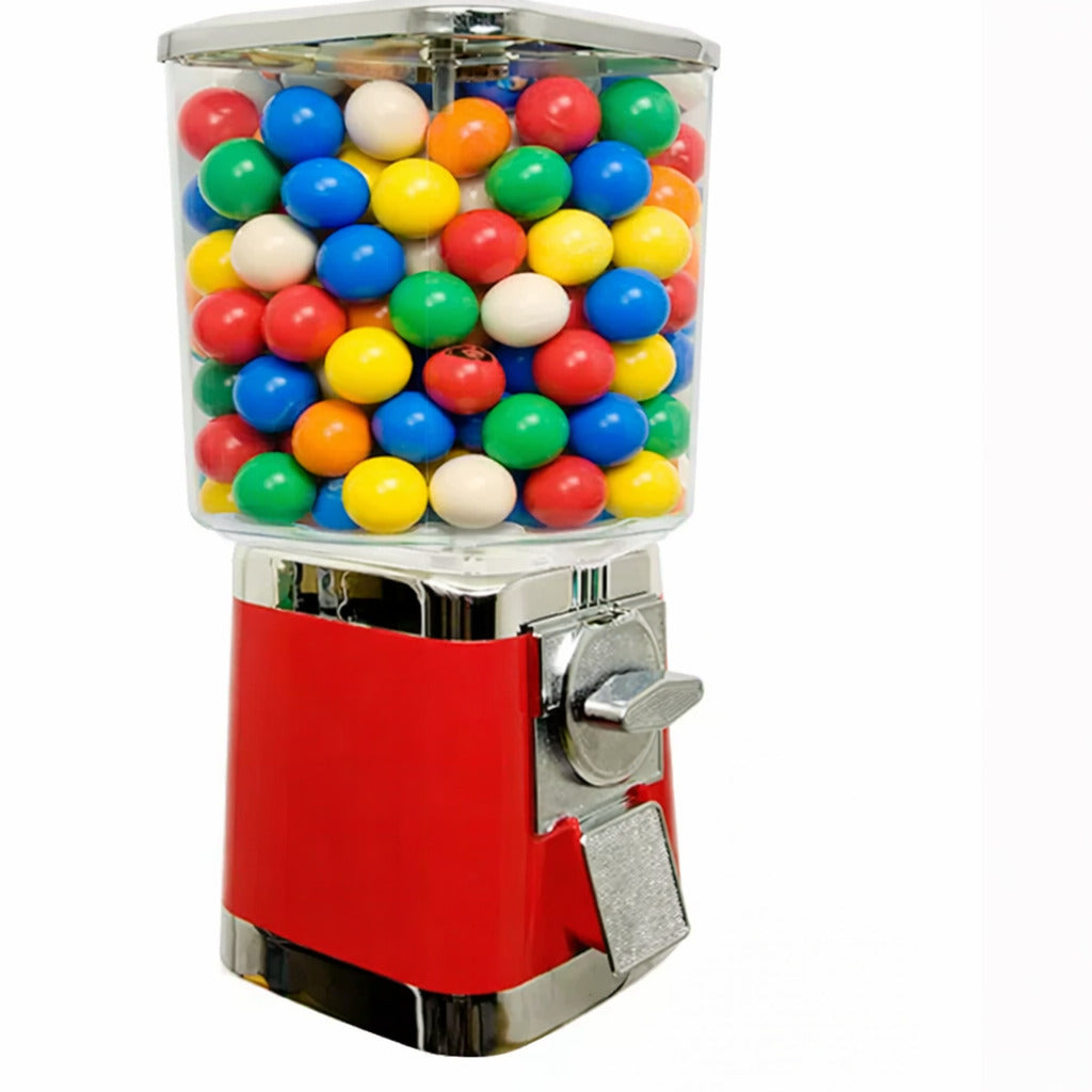 Máquina Dispensadora Roja con Detalles Cromados Doble (203) - Diseño Cuadrado con Base Cromada