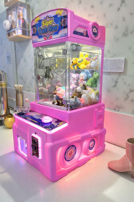 Máquina Rosa Súper Tank Claw – Máquina de Garra con Luces LED y Monedero