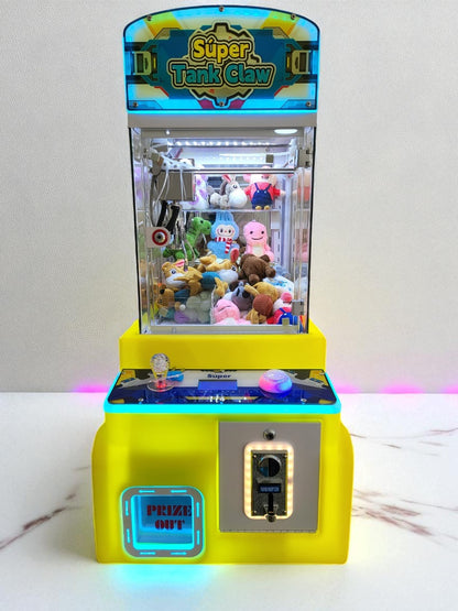 Máquina Amarilla Súper Tank Claw – Máquina de Garra con Luces LED y Monedero
