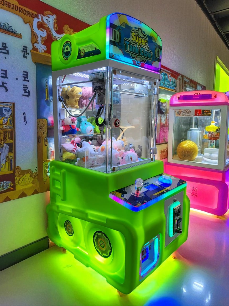Máquina Verde Súper Tank Claw – Máquina de Garra con Luces LED y Monedero