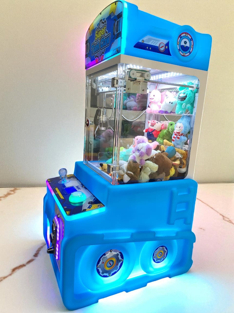 Máquina Celeste Súper Tank Claw – Máquina de Garra con Luces LED y Monedero