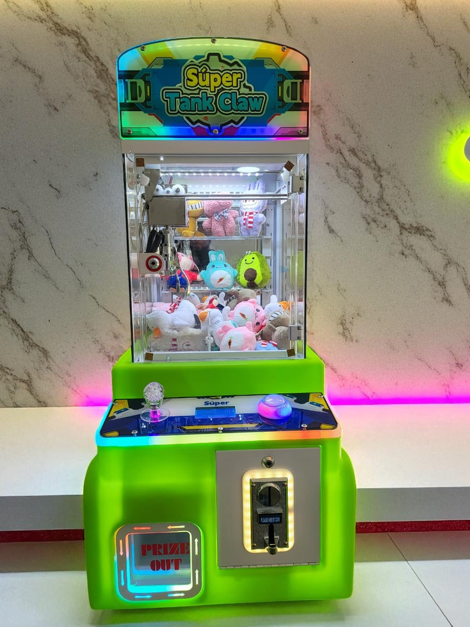 Máquina Verde Súper Tank Claw – Máquina de Garra con Luces LED y Monedero